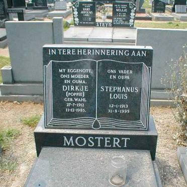 MOSTERT Stephanus Louis 1913-1995 &amp; Dirkje WAHL 1912-1985
