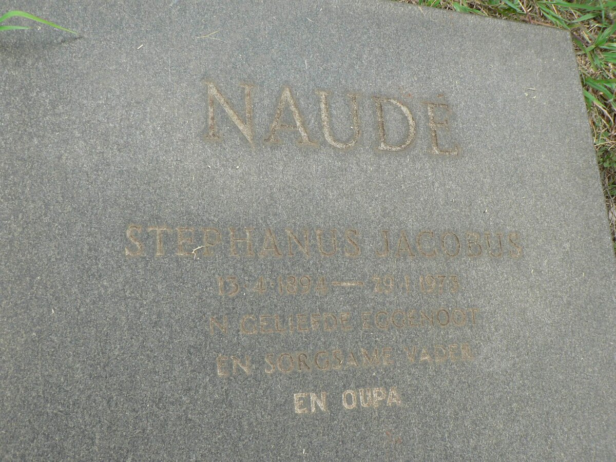 NAUDE Stephanus Jacobus 1894-1973 &amp; Anna Francina DU TOIT 1897-1975