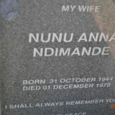 NDIMANDE Nunu Anna 1944-1978