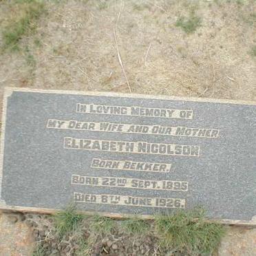 NICOLSON Elizabeth nee BEKKER 1895-1926