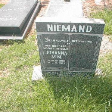 NIEMAND Johanna M.M. 1900-1978