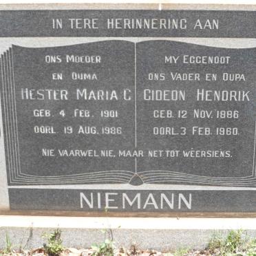 NIEMANN Gideon Hendrik 1886-1960 &amp; Hester Maria C. 1901-1986