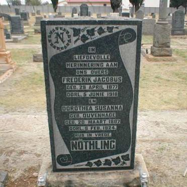 NOTHLING Frederik Jacobus 1877-1918 &amp; Dorothea Susanna DUVENHAGE 1887-1924