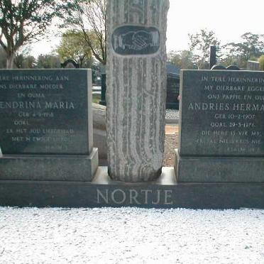 NORTJE Andries Hermanus 1907-1976 &amp; Hendrina Maria 1918-