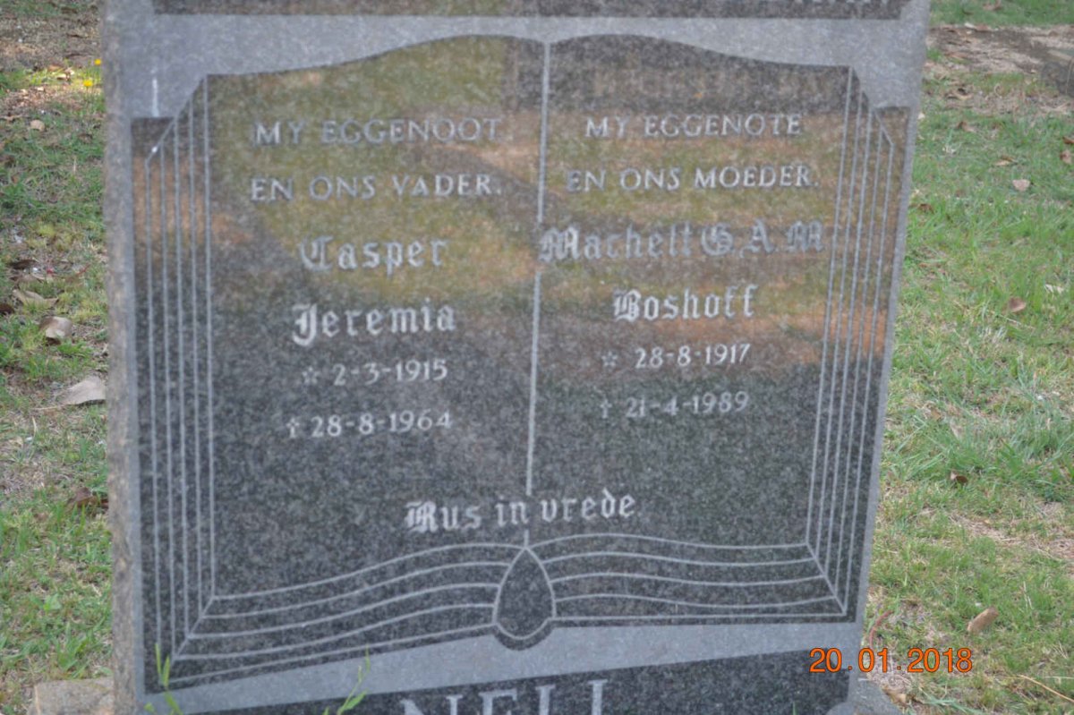 NELL Casper Jeremia 1915-1964 &amp; Machelt G.A.M. BOSHOFF 1917-1989