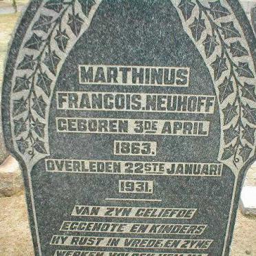 NEUHOFF Marthinus Francois 1863-1931