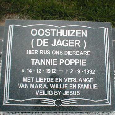 OOSTHUIZEN Poppie nee DE JAGER  1912-1992