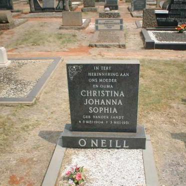 O'NEILL Christina Johanna Sophia nee VAN DER SANDT 1904-1951