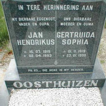 OOSTHUIZEN Jan Hendrikus 1915-1993 &amp; Gertruida Sophia 1919-1999