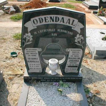 ODENDAAL Susanna Hendriena 19??-19?7 :: ODENDAAL Magdalena Johanna 1960-