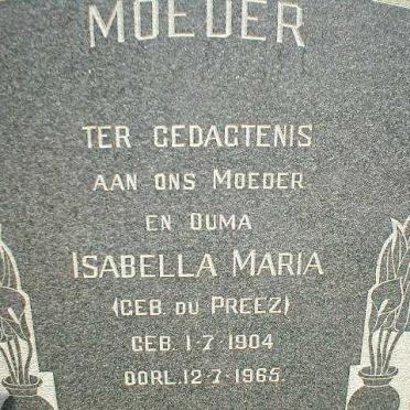 PREEZ Isabella Maria, du 1904-1965