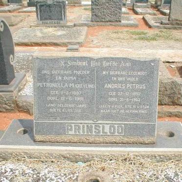 PRINSLOO Andries Petrus 1892-1952 &amp; Petronella M. GREYLING 1897-1981