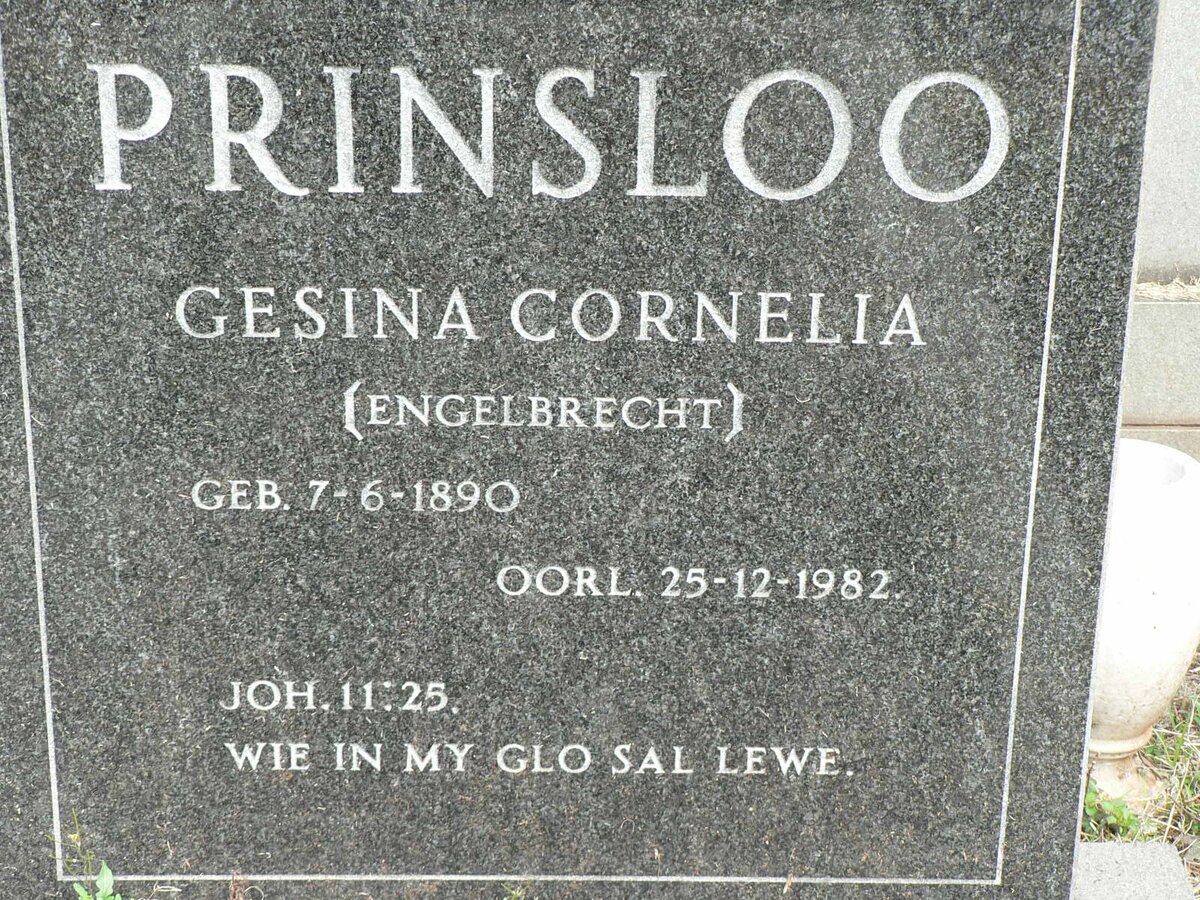 PRINSLOO Gesina Cornelia nee ENGELBRECHT 1890-1982