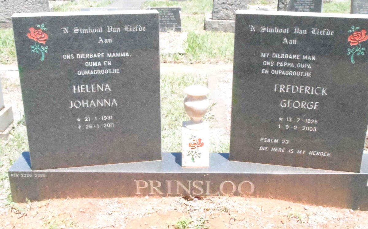 PRINSLOO Frederick George 1925-2003 &amp; Helena Johanna 1931-2011