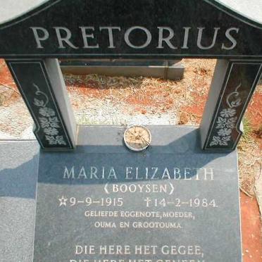 PRETORIUS Maria Elizabeth nee BOOYSEN 1915-1984