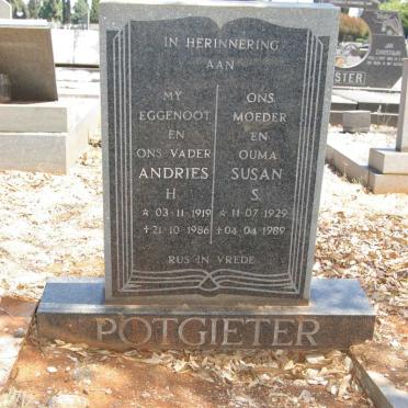 POTGIETER Andries H. 1919-1986 &amp; Susan S. 1929-1989
