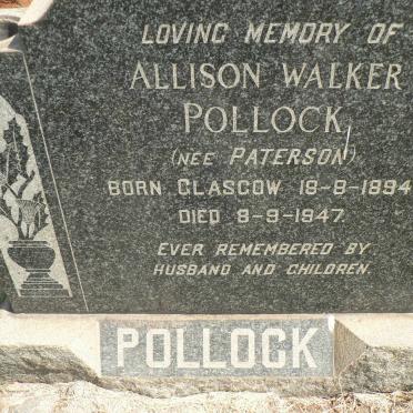POLLOCK Allison Walker nee PATERSON 1894-1947
