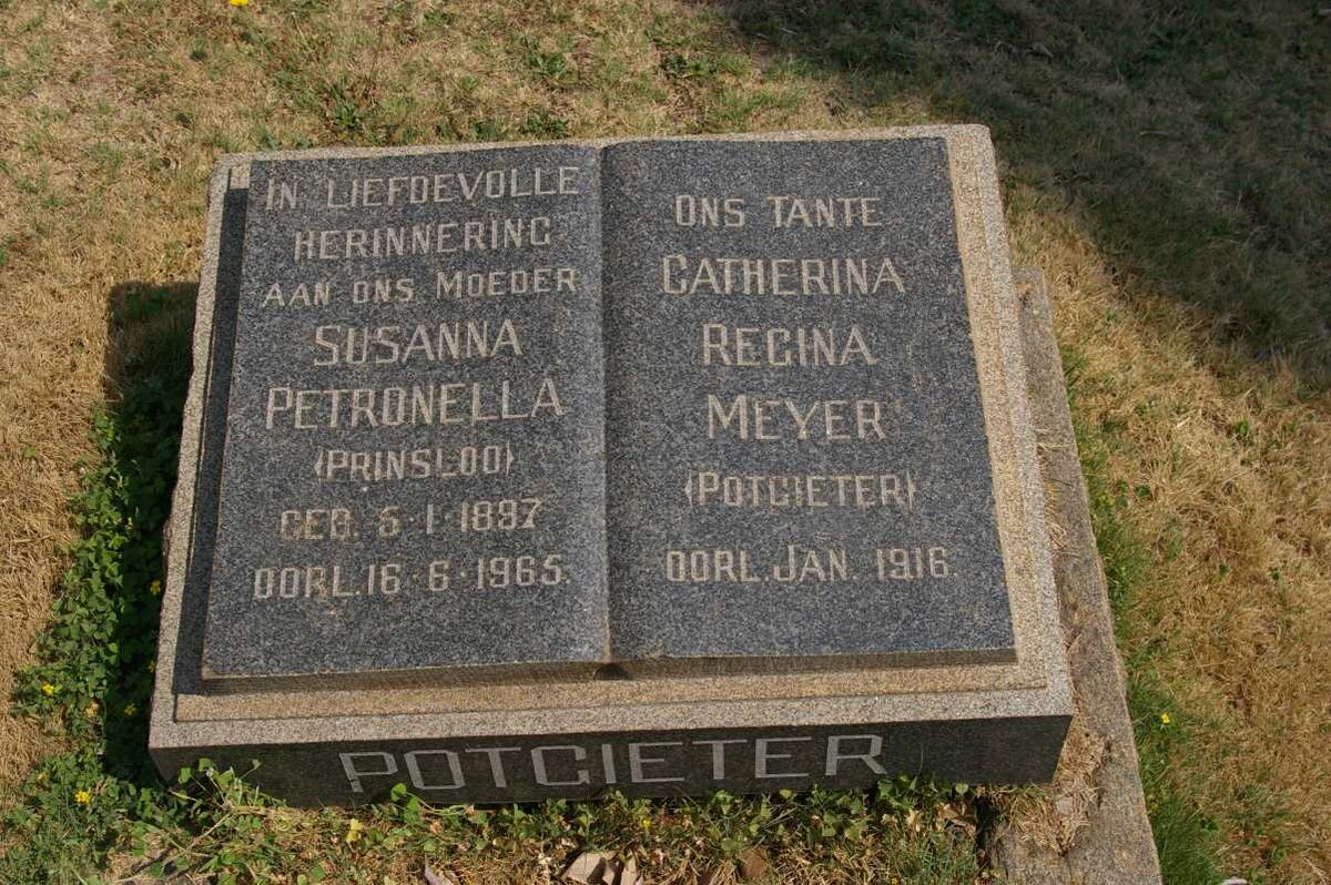 POTGIETER Susanna Petronella nee PRINSLOO 1897-1965 :: MEYER Catherina Regina nee POTGIETER -1916