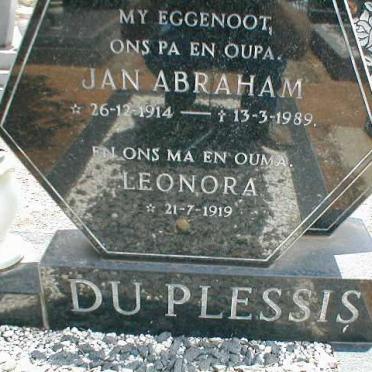 PLESSIS Jan Abraham, du 1914-1989 &amp; Leonora 1919-