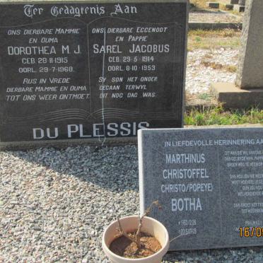 PLESSIS Sarel Jacobus, du 1914-1953 &amp; Dorothea M.J. 1915-1968 :: BOTHA Marthinus Christoffel 1960-2015 
