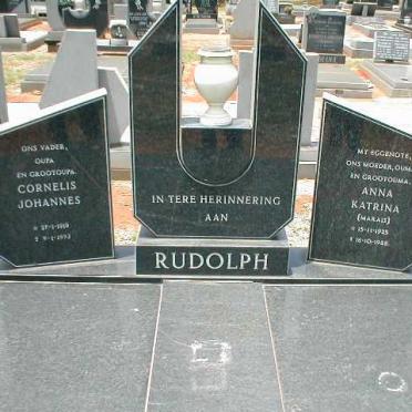 RUDOLPH Cornelis Johannes 1919-1992 &amp; Anna Katrina MARAIS 1925-1988