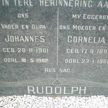 RUDOLPH Johannes 1901-1982 &amp; Cornelia J. 1893-1965