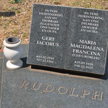 RUDOLPH Gert Jacobus 1918-1984 &amp; Maria Magdalena Francina GROBLER 1926-2015