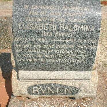 RYNEN Elisabeth Salomina nee GROVE 1933-1959