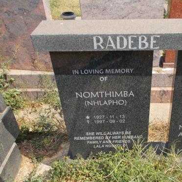 RADEBE Nomthimba 1927-1997