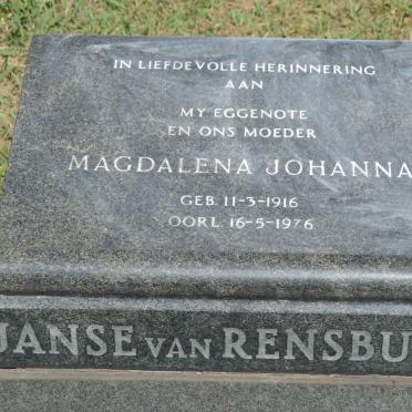 RENSBURG Magdalena Johanna, Janse van 1916-1976