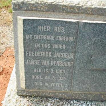RENSBURG Frederick Jacobus, Janse van 1903-1954