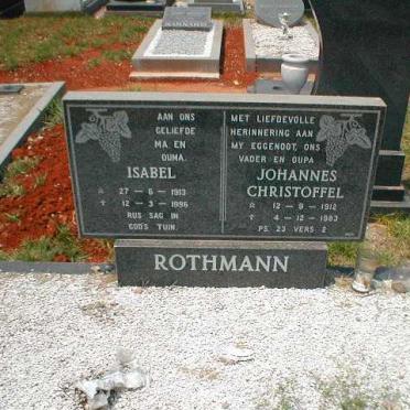 ROTHMANN Johannes Christoffel 1912-1983 &amp; Isabel 1913-1996