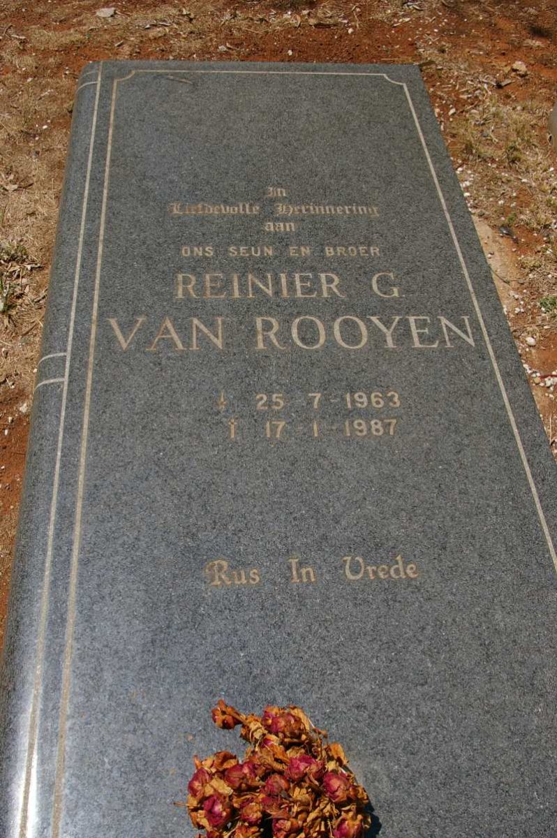 ROOYEN Reinier G. van 1963-1987