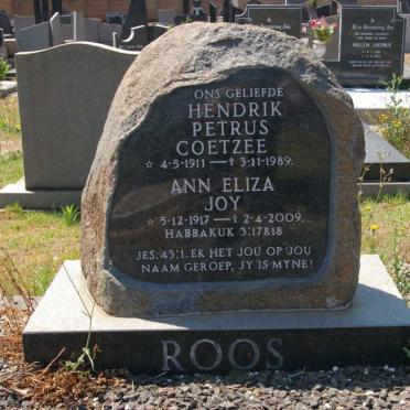 ROOS Hendrik Petrus Coetzee 1911-1989 &amp; Ann Eliza Joy 1917-2009