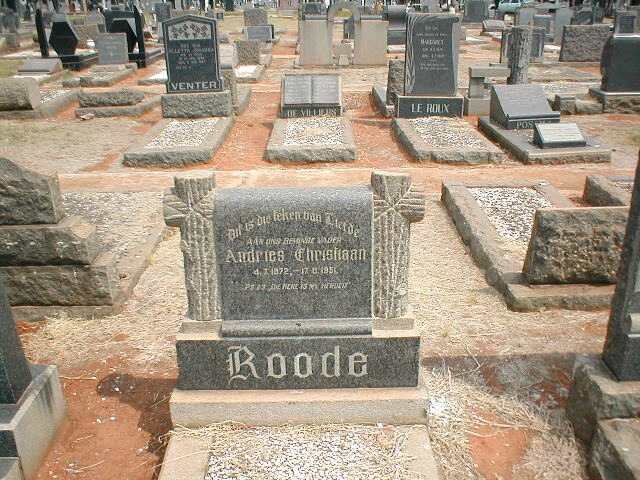 ROODE Andries Christiaan 1872-1951