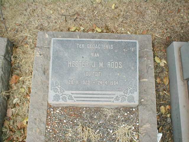 ROOS Hester J.M. nee DU TOIT 1923-1964