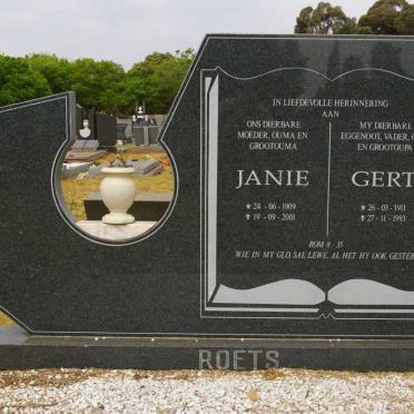 ROETS Gert 1911-1993 &amp; Janie 1909-2001