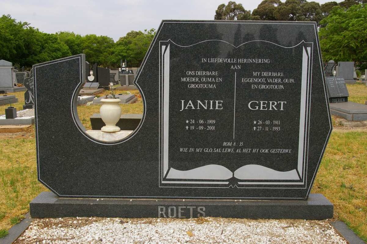 ROETS Gert 1911-1993 &amp; Janie 1909-2001