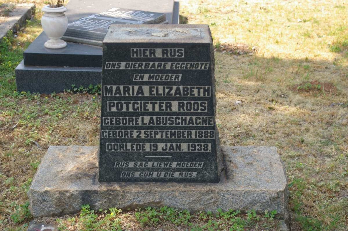 ROOS Maria Elizabeth Potgieter nee LABUSCHAGNE 1888-1938