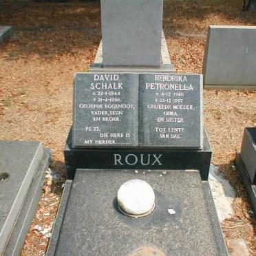 ROUX David Schalk 1944-1986 &amp; Hendrika Petronella 1940-1997