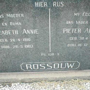 ROSSOUW Pieter Adriaan 1909-1965 &amp; Elizabeth Annie 1910-1983