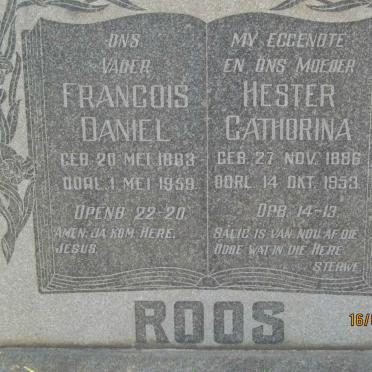 ROOS Francois Daniel 1883-1959 &amp; Hester Cathorina 1886-1953