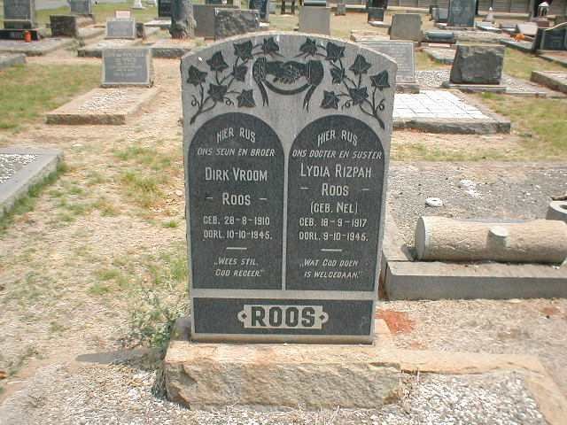 ROOS Dirk Vroom 1910-1945 &amp; Lydia Rizpah NEL 1917-1945