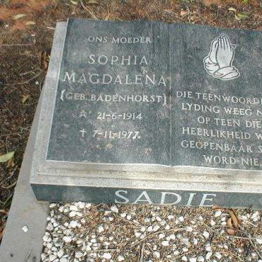 SADIE Sophia Magdalena BADENHORST 1914-1977