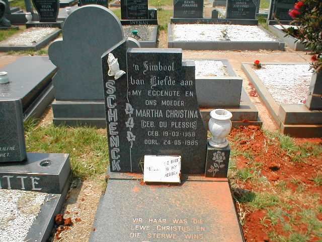 SCHENCK Martha Christina nee DU PLESSIS 1958-1985