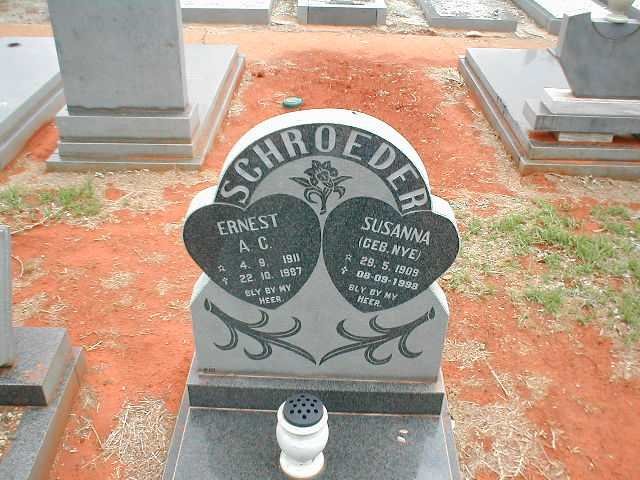 SCHROEDER Ernest A.C. 1911-1987 &amp; Susanna NYE 1909-1998