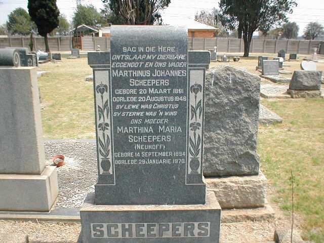 SCHEEPERS Marthinus Johannes 1891-1946 &amp; Marthina Maria NEUHOFF 1894-1970