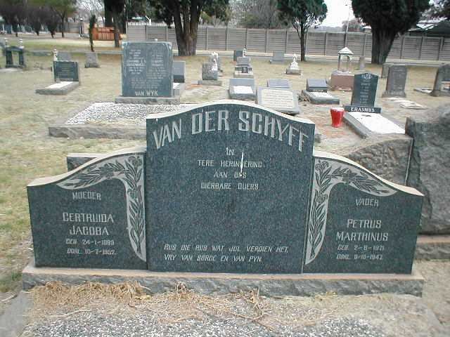 SCHYFF Petrus Marthinus, van der 1871-1942 &amp; Gertruida Jacoba 1883-1952