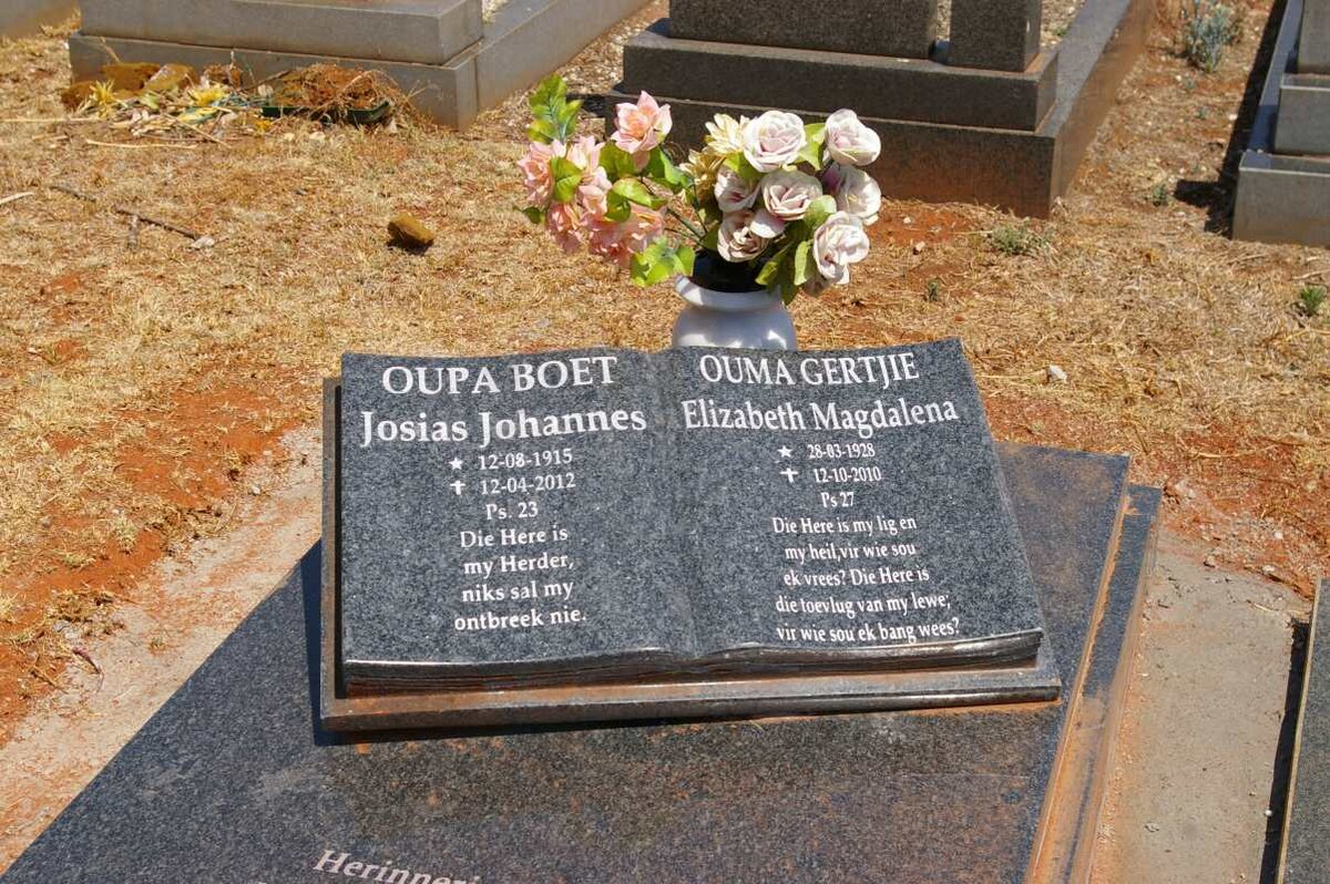 SCHALKWYK Josias Johannes, van 1915-2012 &amp; Elizabeth Magdalena 1928-2010