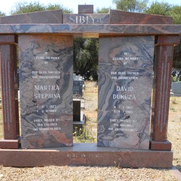 SIBIYA David Dukuza 1925-1994 &amp; Martha Stephina 1927-1994